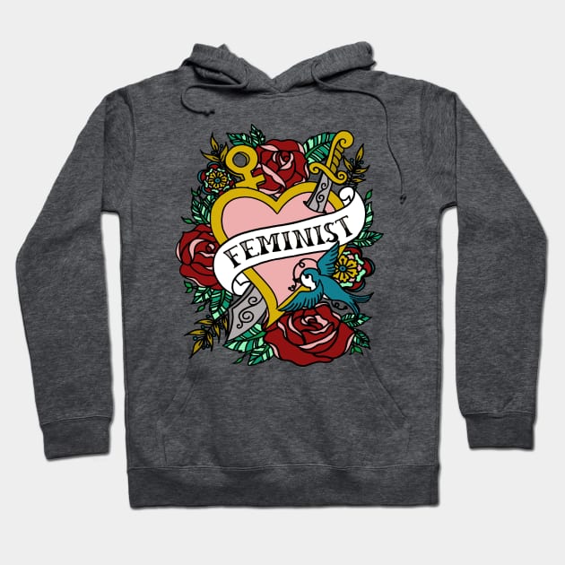 Feminist Tattoo Heart Hoodie by AdrienneAllen